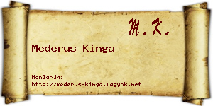 Mederus Kinga névjegykártya